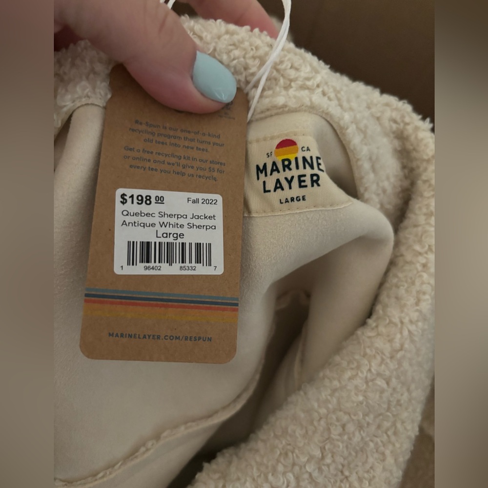 NWT Marine Layer Women’s Quebec Sherpa Jacket, Antique White, Size Large - Picture 12 of 13